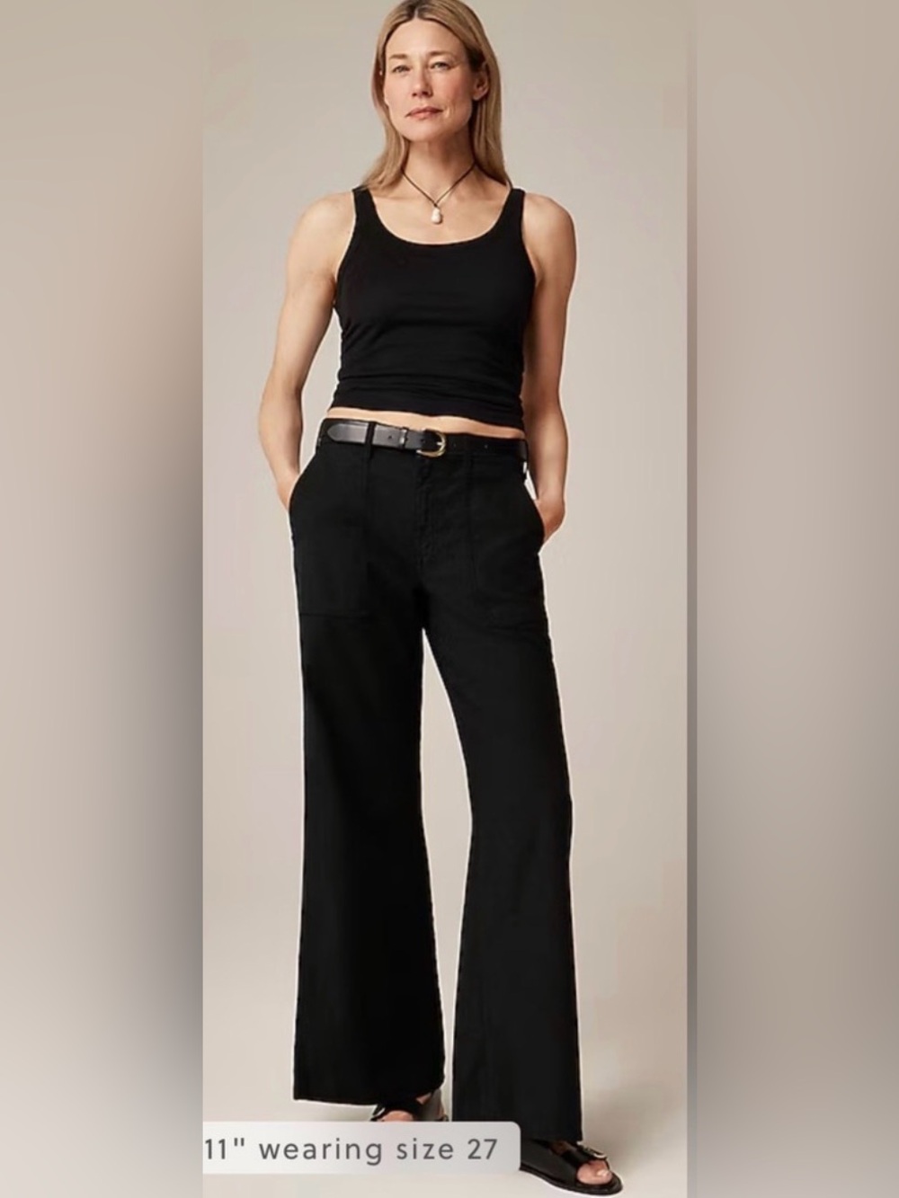 J.Crew Camp-pocket wide-leg pant plus size in black